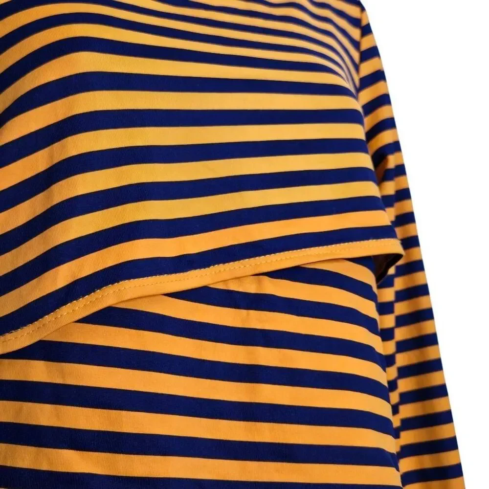 J. McLaughlin Catalina Dress Women's Size Small Orange Navy Nicola Stripe Dress